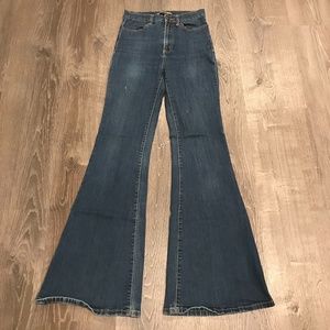 High rise flare medium wash denim